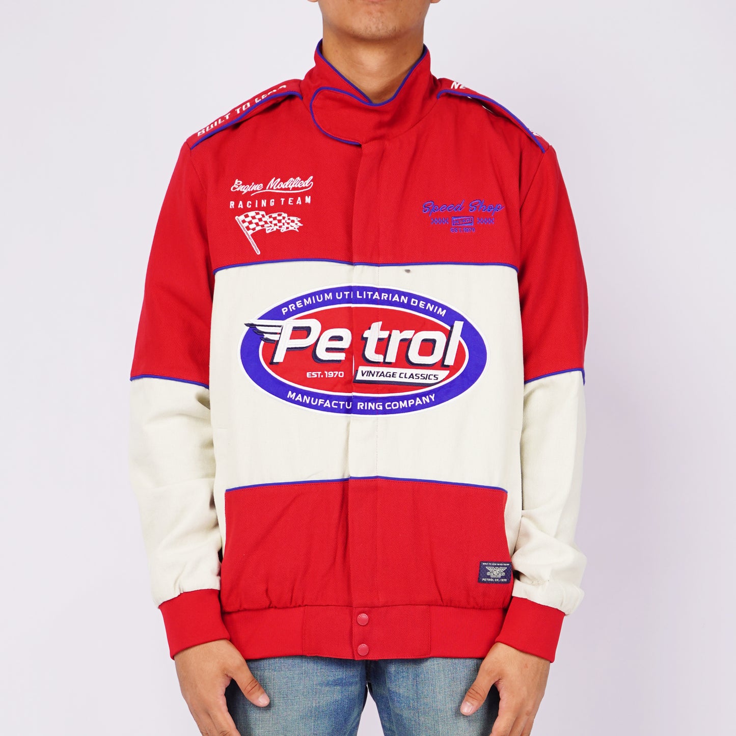 Petrol Men's Basic Jacket Regular Fitting Bull Twill Fabric 141702 (Red)