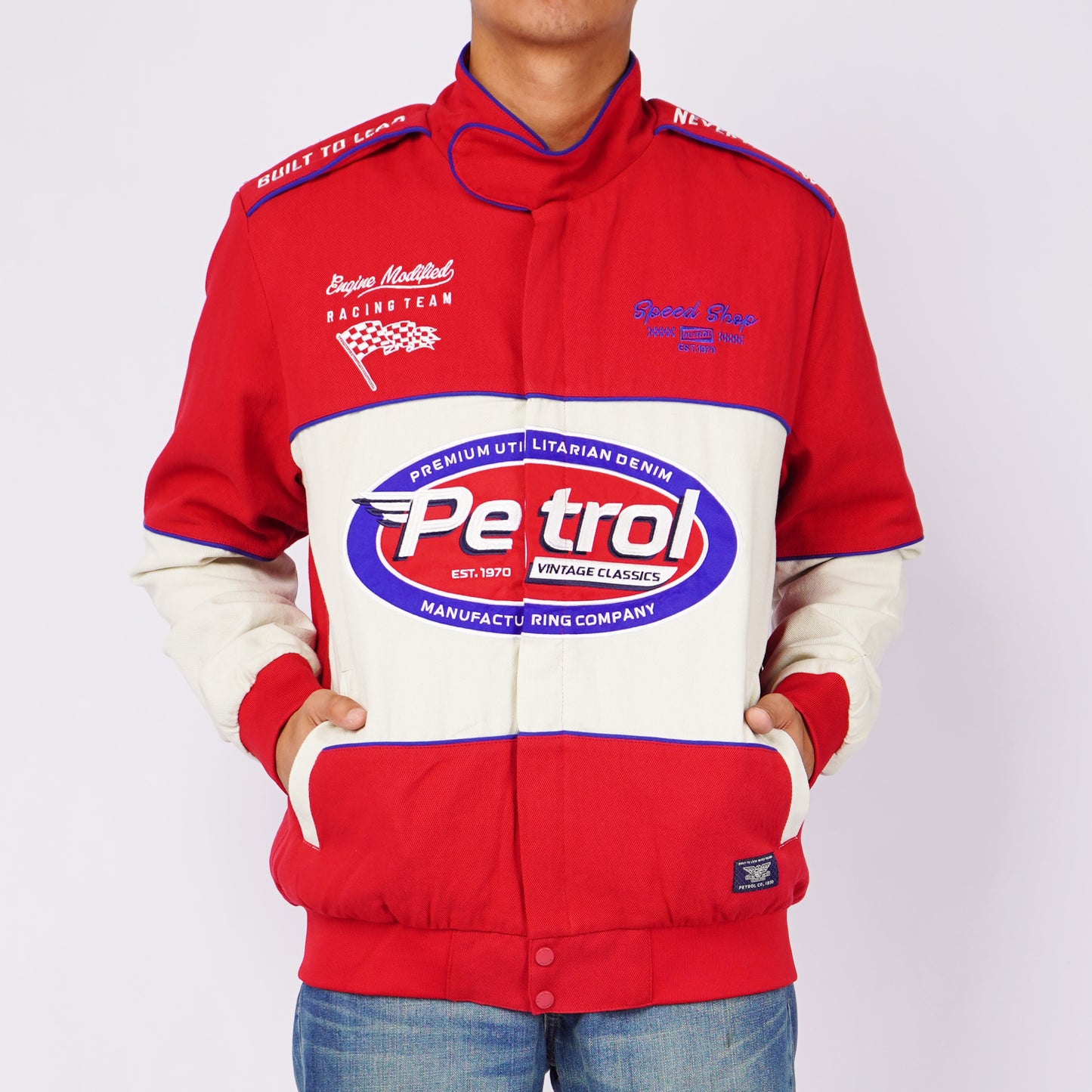 Petrol Men's Basic Jacket Regular Fitting Bull Twill Fabric 141702 (Red)