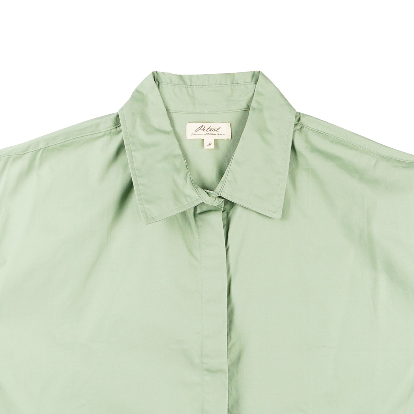 Petrol Basic Woven Ladies Boxy Fitting Shirt 150562 (Mosstone)