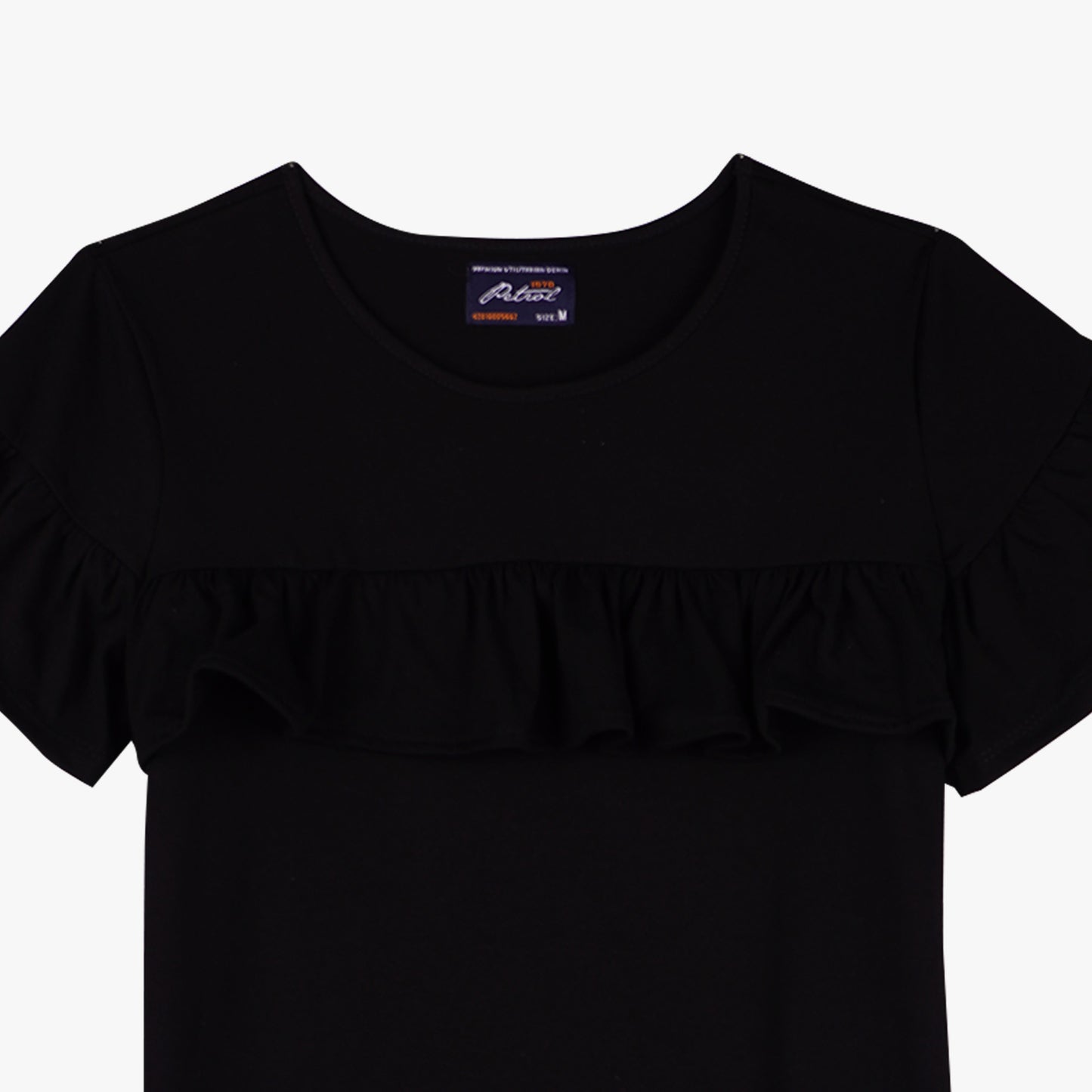 Petrol Ladies Basic Tees Boxy Fitting CVC Jersey Fabric Trendy Fashion Casual Top 156823 (Black)