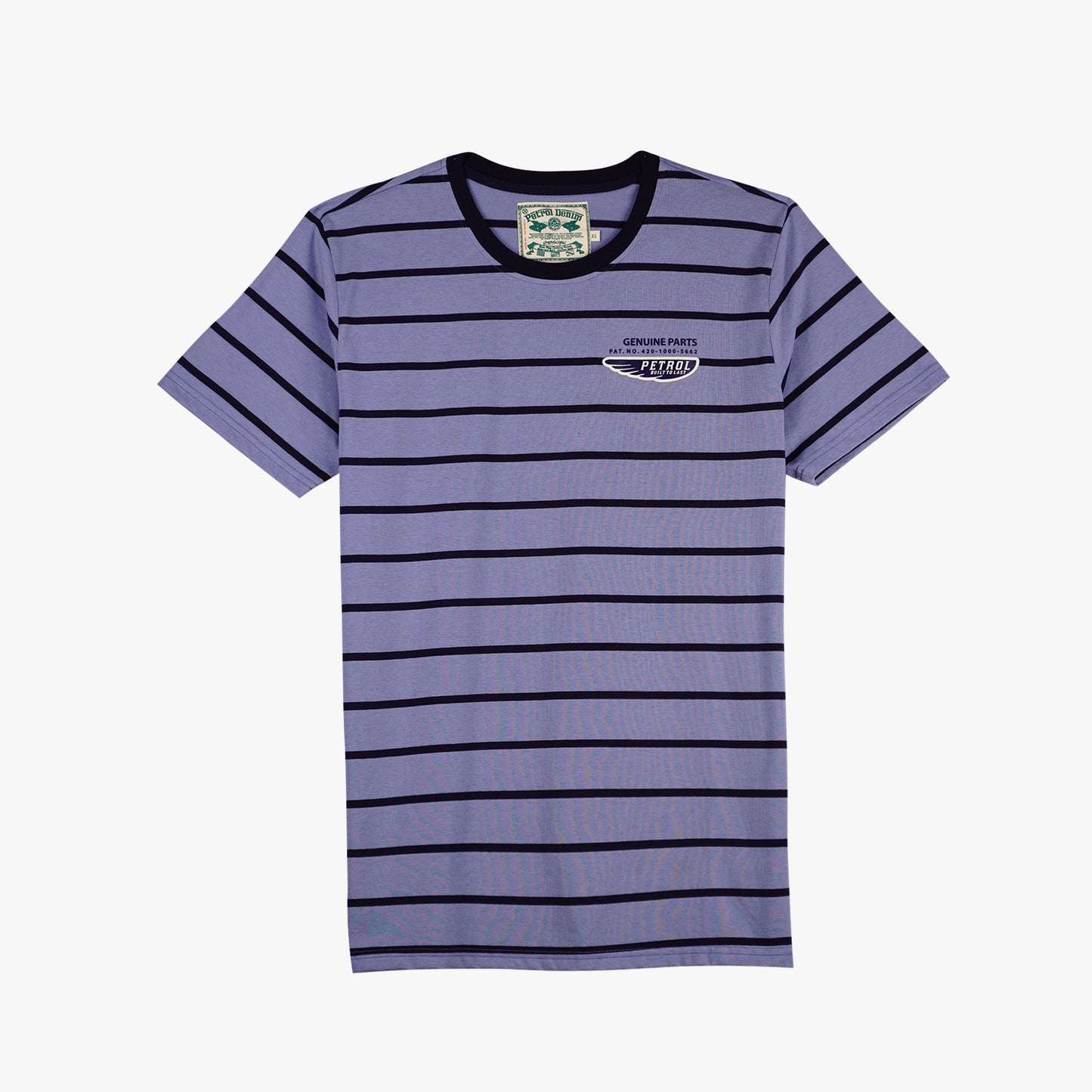 Petrol Men's Basic Tees Slim Fitting Stripe Jersey Fabric 150339 (Blue)