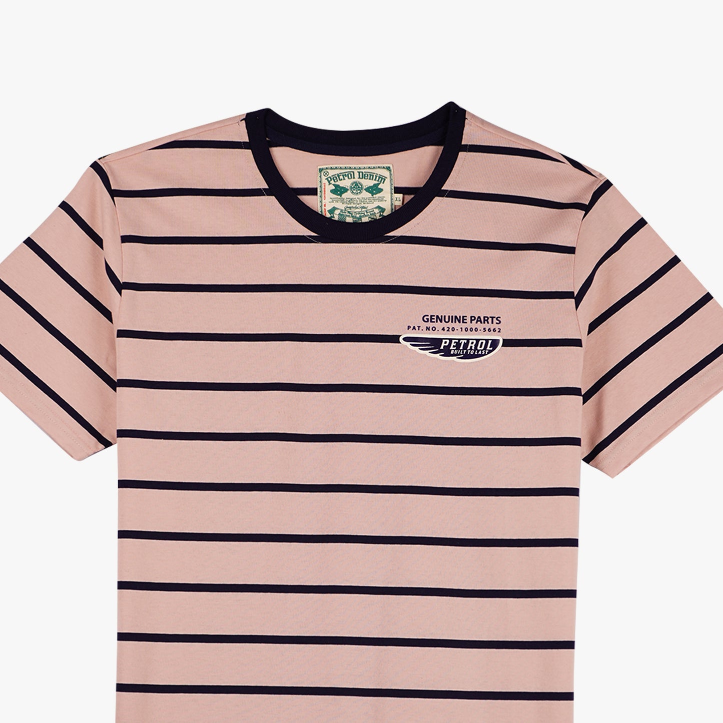 Petrol Men's Basic Tees Slim Fitting Stripe Jersey Fabric 150339 (Dusty Pink)