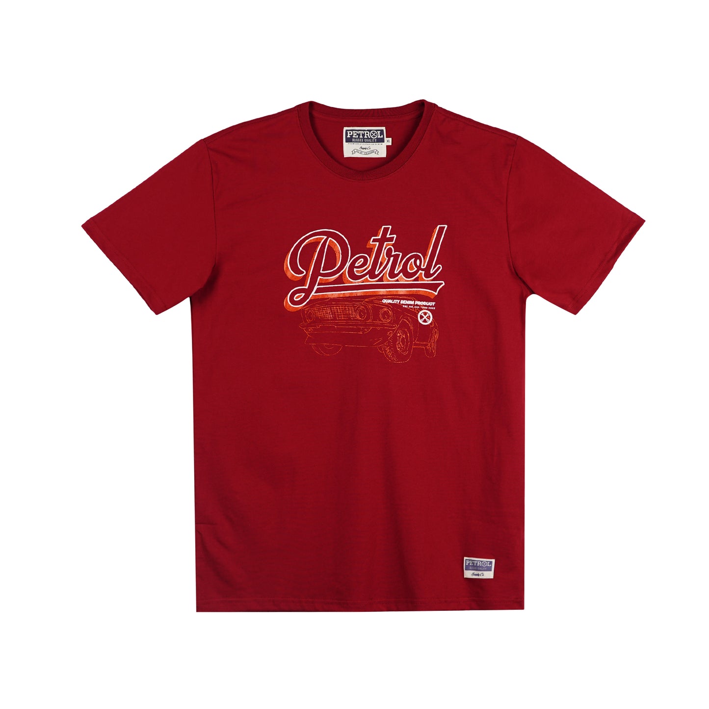Petrol Men's Basic Tees Slim Fitting CVC Jersey Fabric 163771-U (Crimson)
