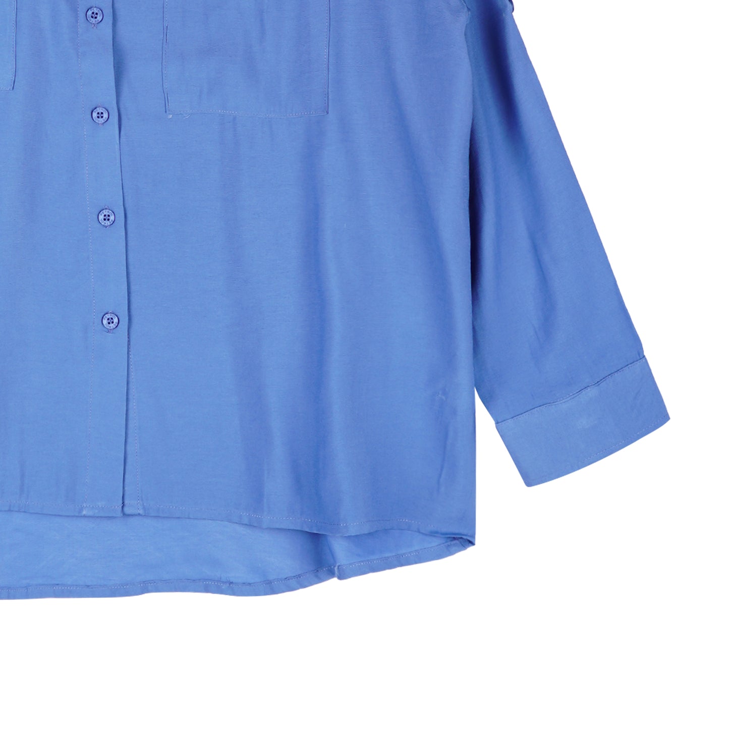 Petrol Ladies Basic Woven Polo Longsleeve Loose Fitting Woven Fabric 139557 (Blue)