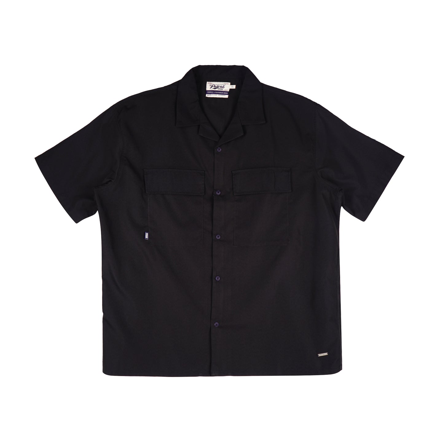 Petrol Men's Basic Woven Shirt Oversized Fitting Woven Fabric 156173 (Black)