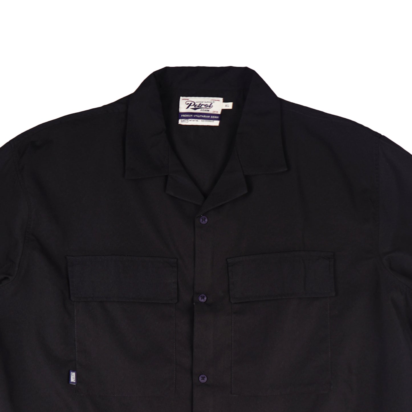 Petrol Men's Basic Woven Shirt Oversized Fitting Woven Fabric 156173 (Black)