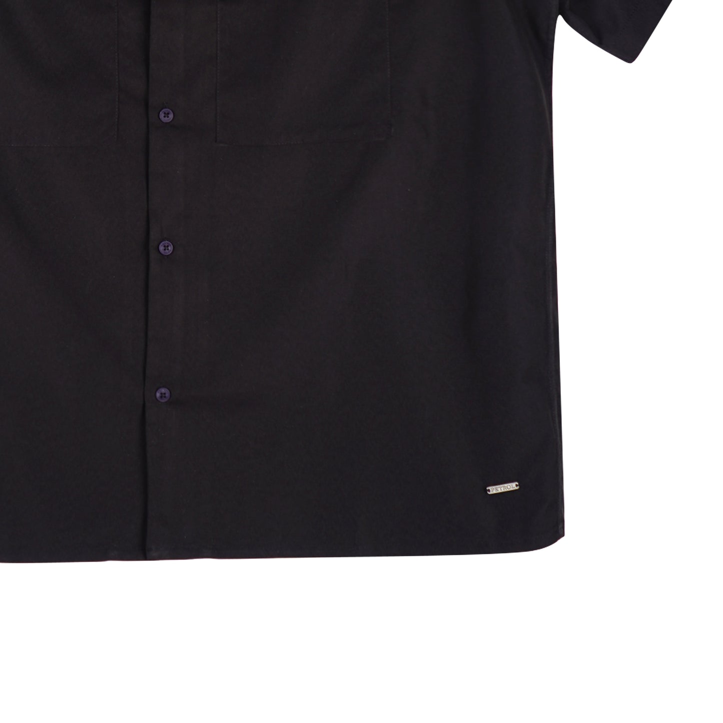 Petrol Men's Basic Woven Shirt Oversized Fitting Woven Fabric 156173 (Black)