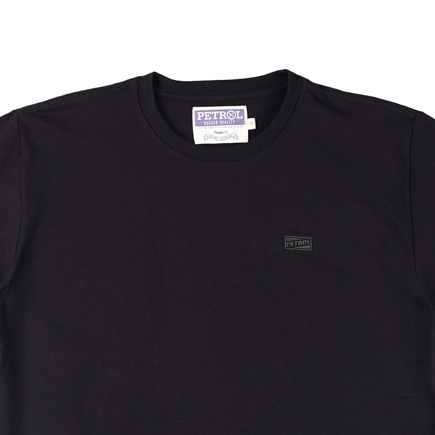 Petrol Men's Basic Tees Slim Fitting Missed Lycra Fabric 162684 (Black)