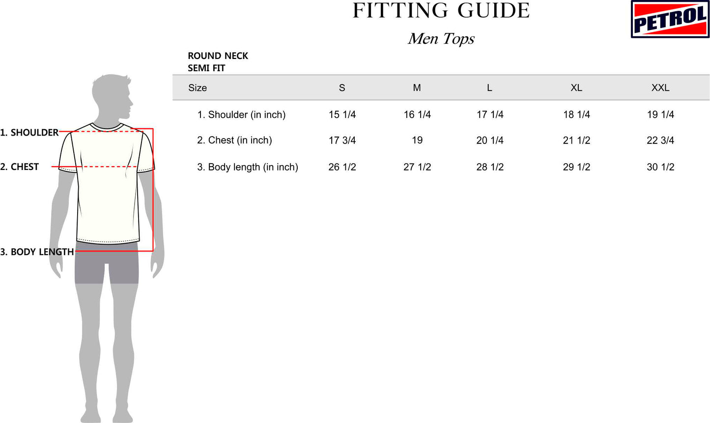 Petrol Men's Basic Tees Slim Fitting Missed Lycra Fabric 162684 (Fatigue)