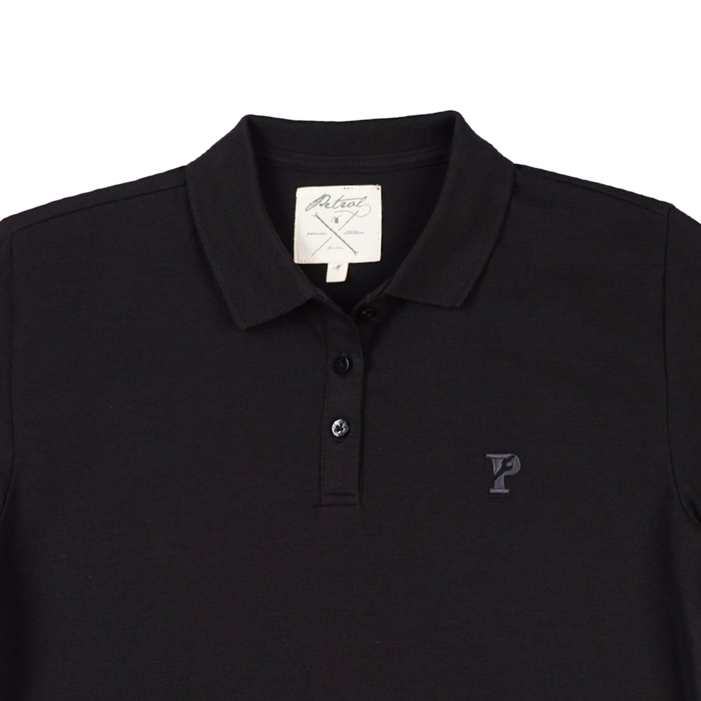 Petrol Ladies Basic Collared Shirt Regular Fitting Missed Lycra Fabric 129140 (Black)