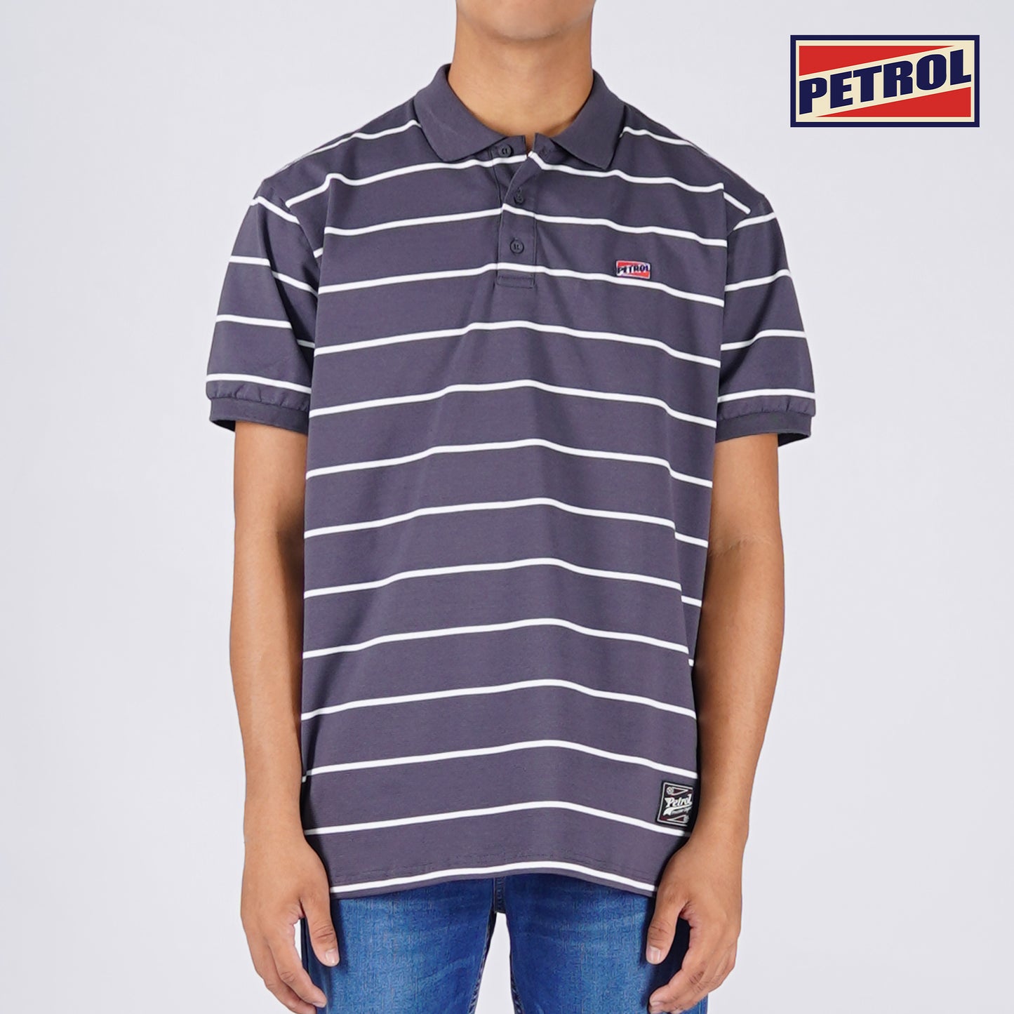 Petrol Men's Basic Collared Shirt Slim Fitting Missed Lycra Fabric 114020 (Charcoal)