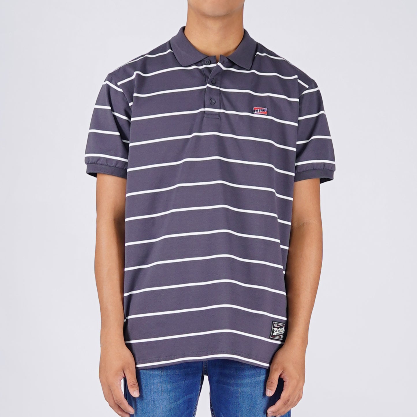 Petrol Men's Basic Collared Shirt Slim Fitting Missed Lycra Fabric 114020 (Charcoal)