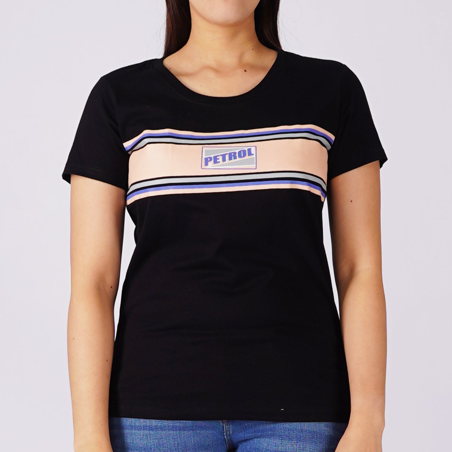 Petrol Ladies Basic Tees Regular Fitting CVC Jersey Fabric 159865-U (Black)
