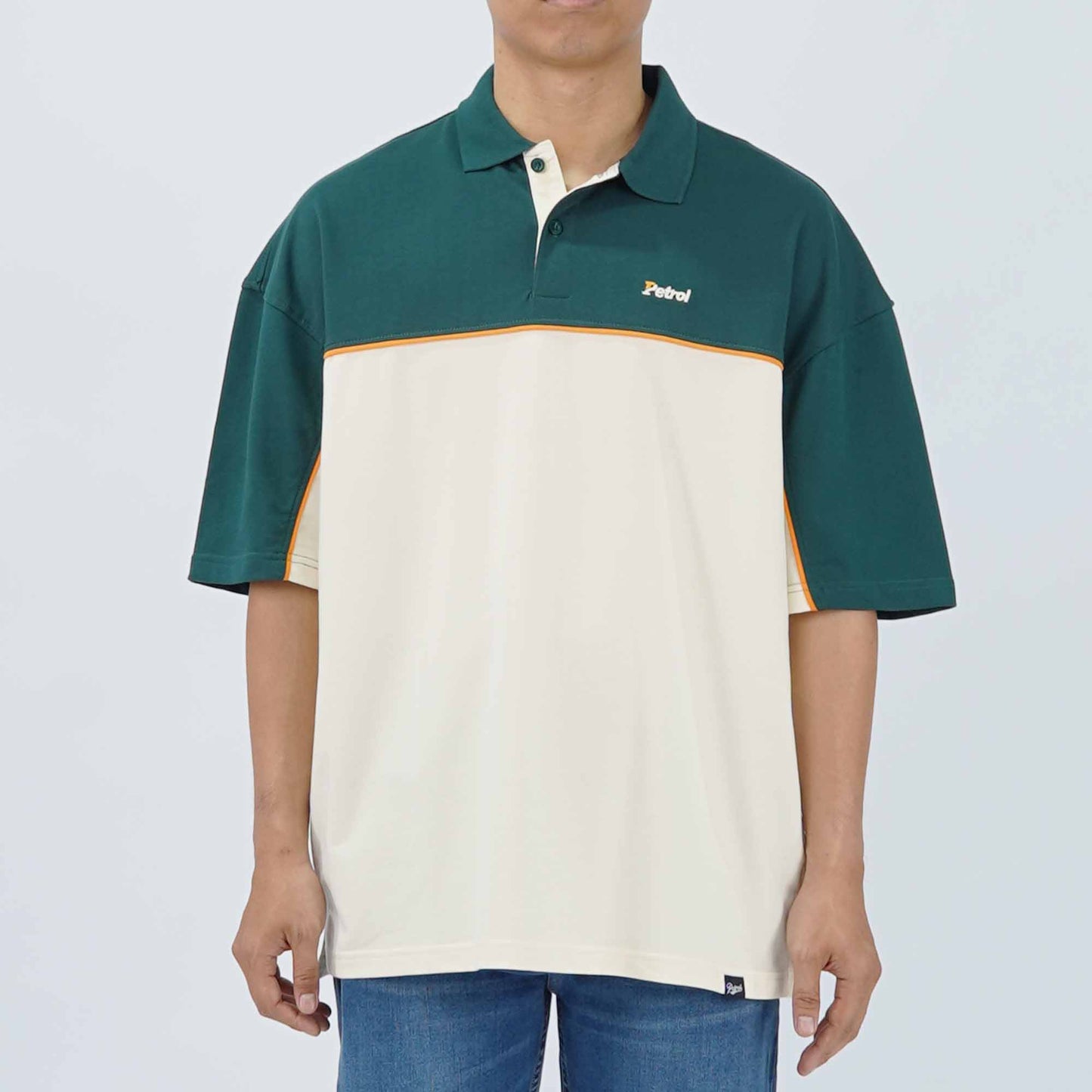 Petrol Men's Basic Collared Shirt Oversized Fitting 169118 (Dark Green)
