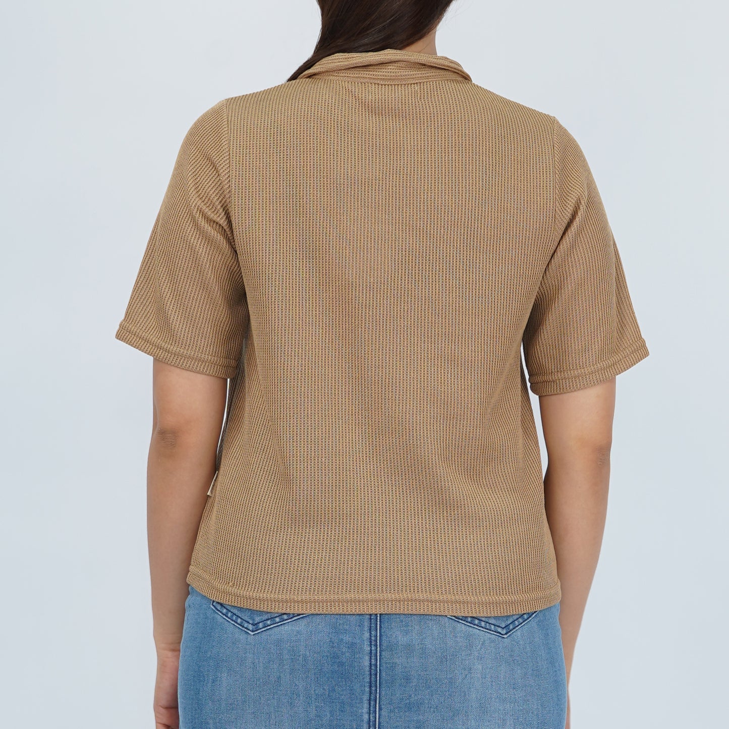 Petrol Ladies Basic Collared Shirt Boxy Fitting 171085 (Brown)