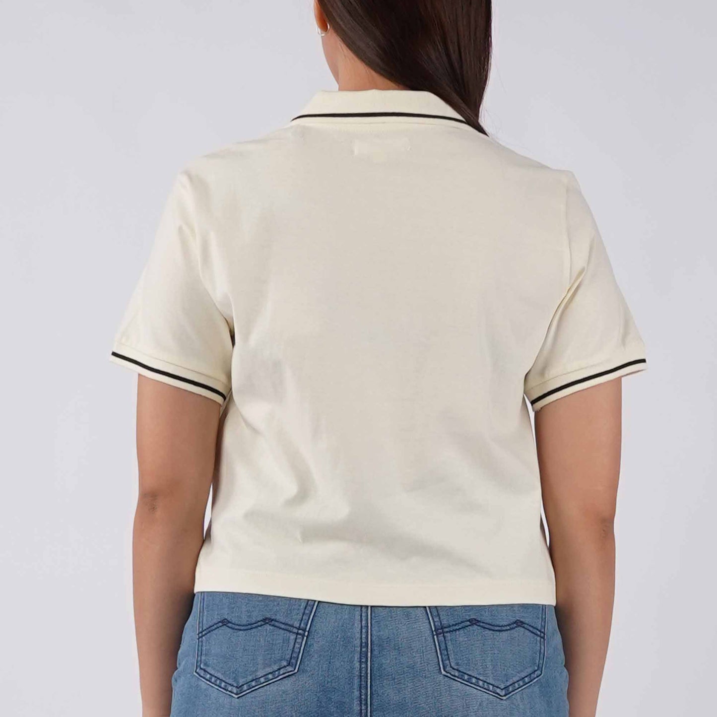 Petrol Ladies Basic Collared Shirt Boxy Crop Fitting 180231-U (Cream)