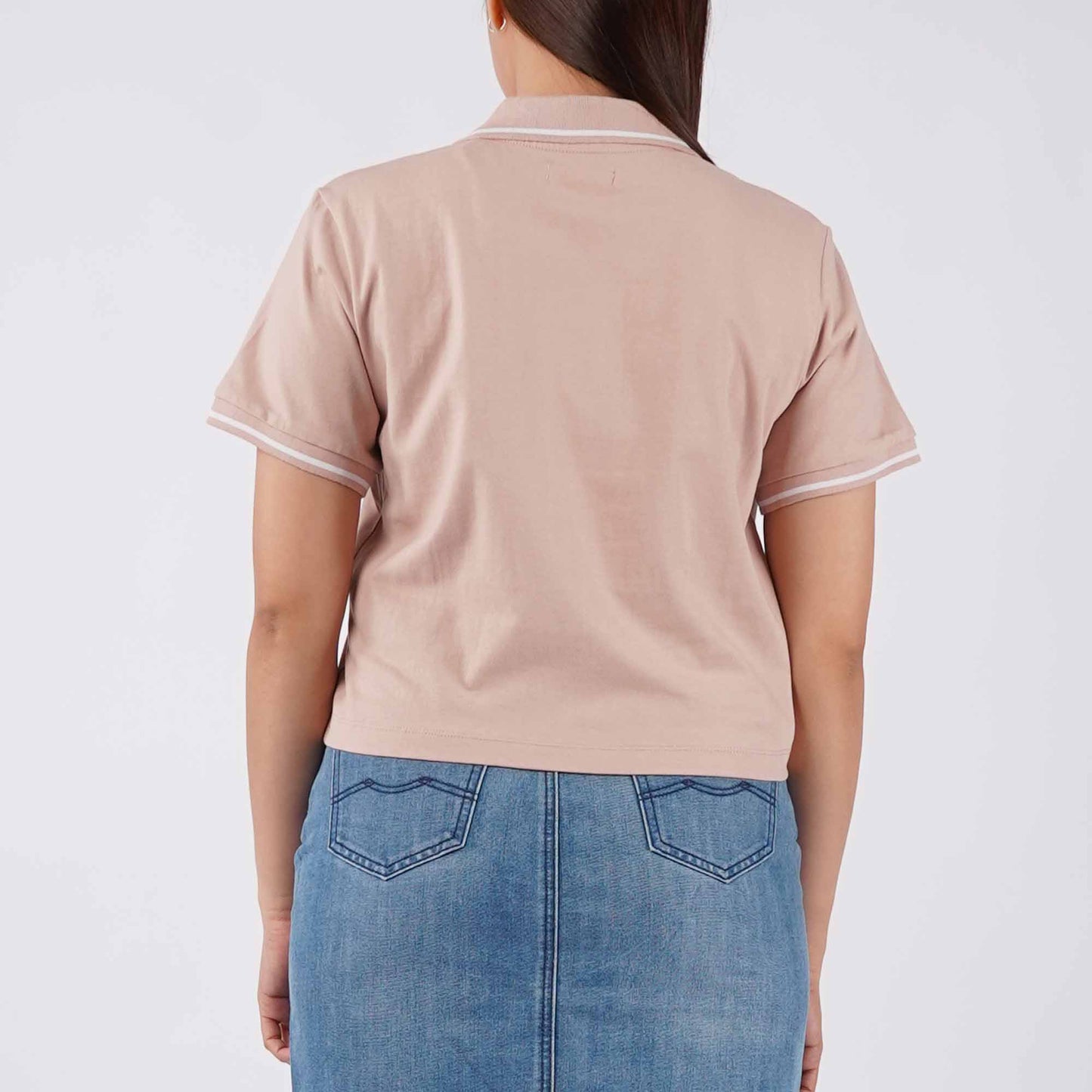 Petrol Ladies Basic Collared Shirt Boxy Crop Fitting 180231-U (Dusty Pink)