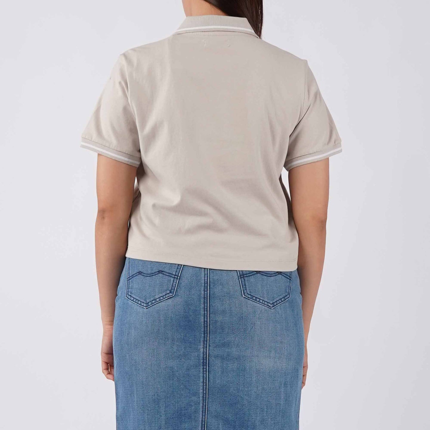 Petrol Ladies Basic Collared Shirt Boxy Crop Fitting 180231-U (Light Gray)