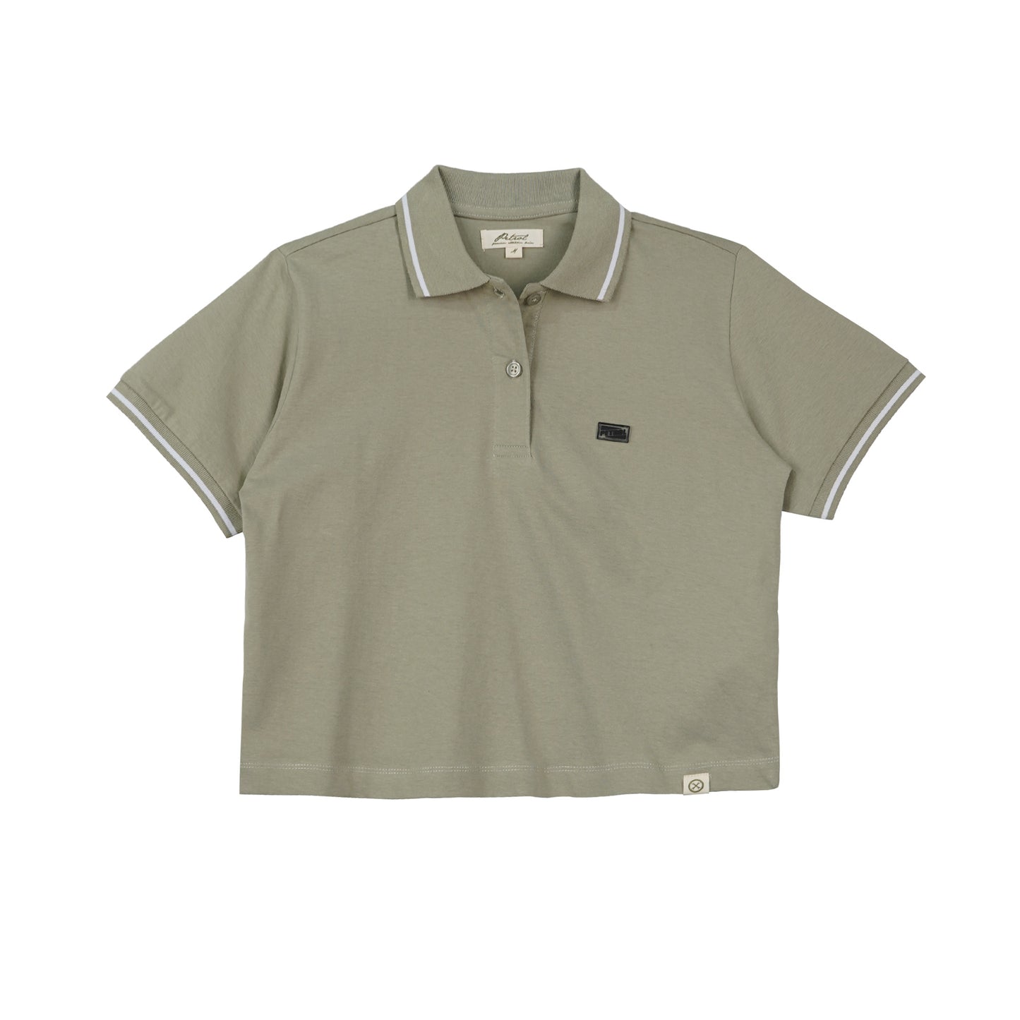 Petrol Ladies Basic Collared Shirt Boxy Crop Fitting 180231-U (Sage)