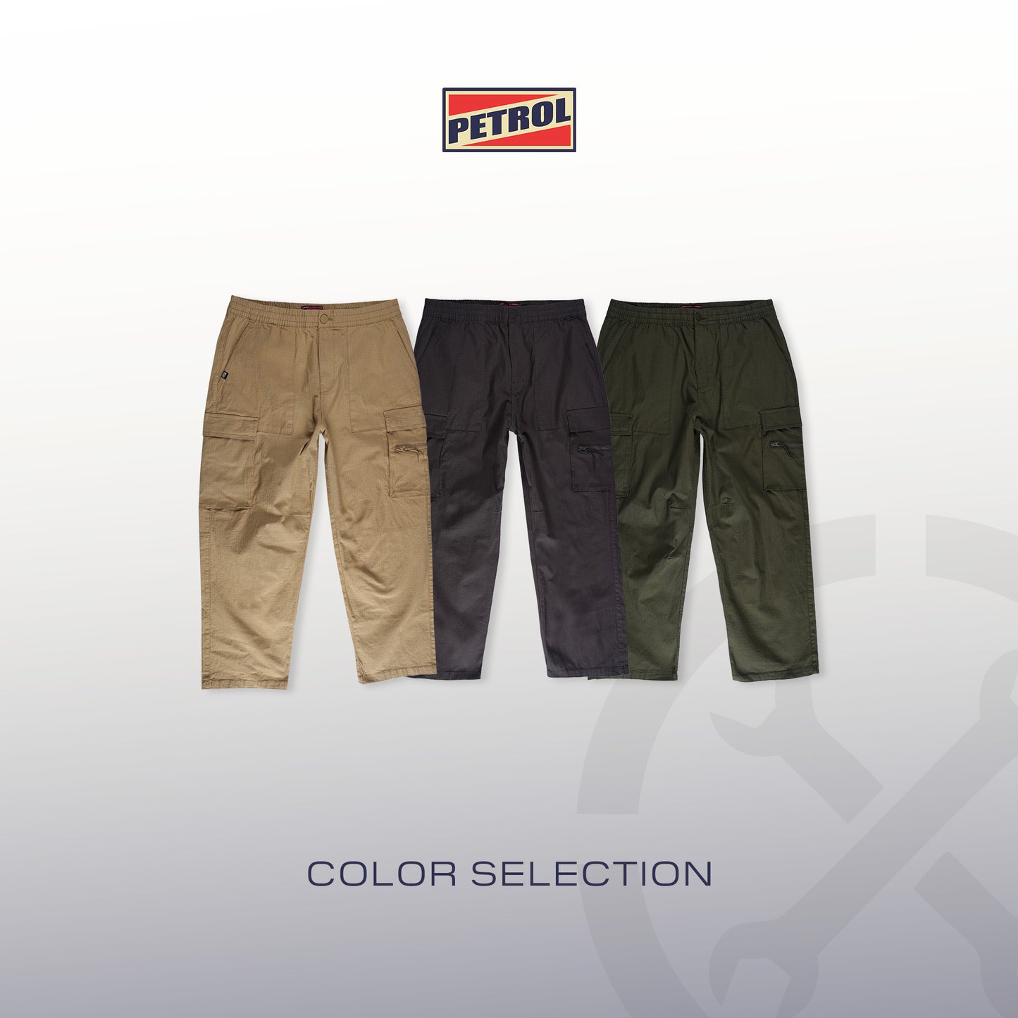 Petrol Men's Basic Non-Denim Cargo Pants Mid-Rise Fitting 190837 (Khaki)