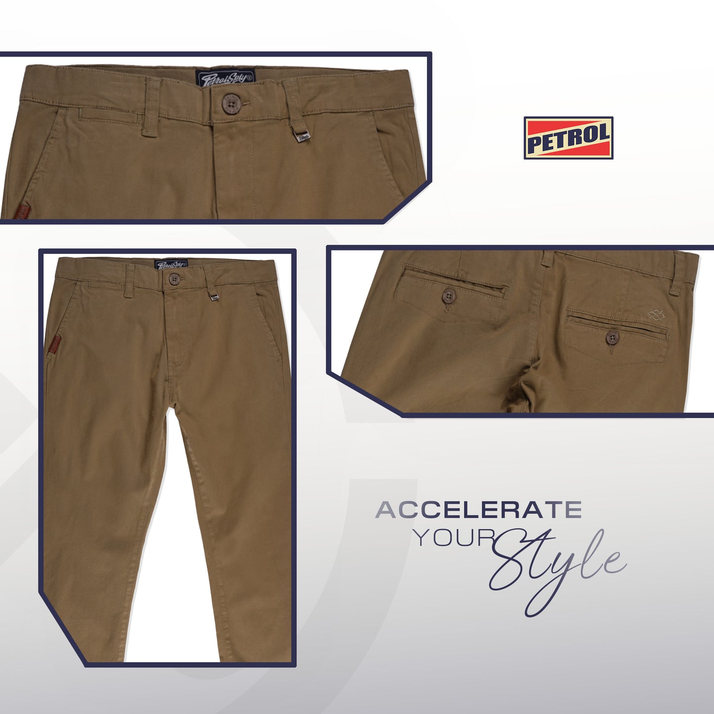 Petrol Men's Basic Non-Denim Chino Pants Mid-Rise Fitting 185159-U (Khaki)