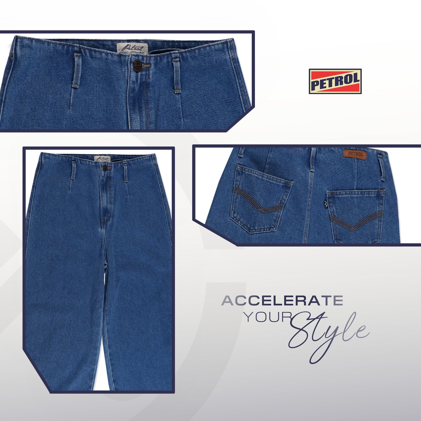 Petrol Ladies Basic Denim Wideleg Pants Mid-Rise 184193 (Light Shade)