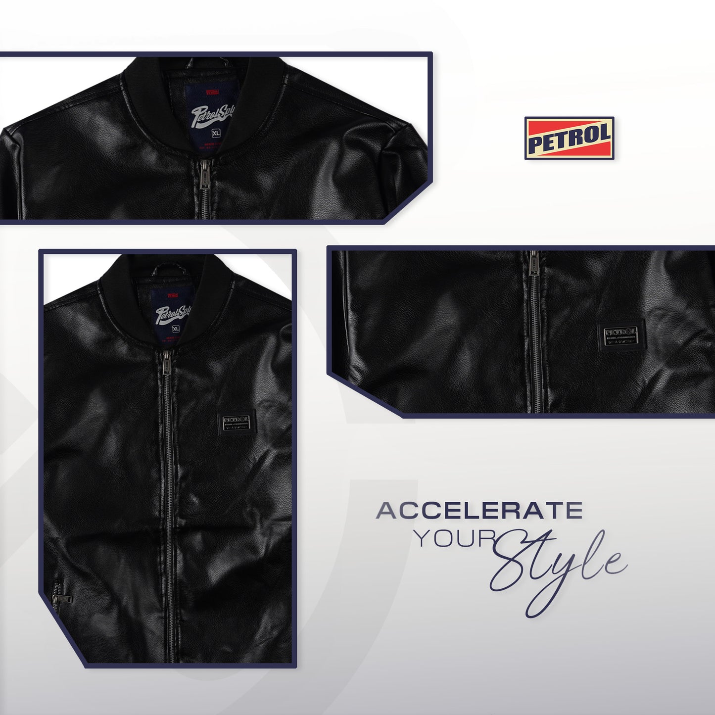 Petrol Men's Basic Leather Jacket Regular Fitting 178276 (Black)