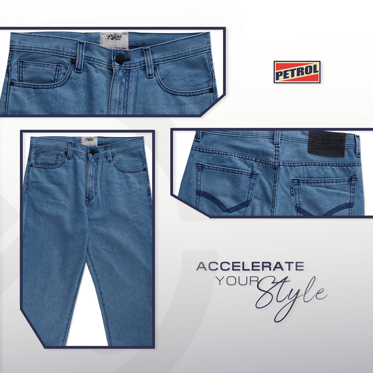 Petrol Men's Basic Denim Pants Relaxed Mid-Rise Fitting 189417 (Light Shade)