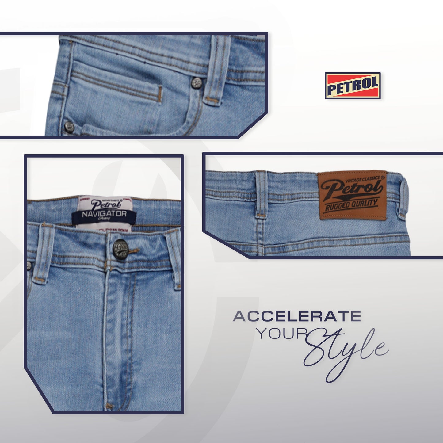 Petrol Men's Basic Denim Pants Skinny Mid-Rise Fitting 186413 (Light Shade)