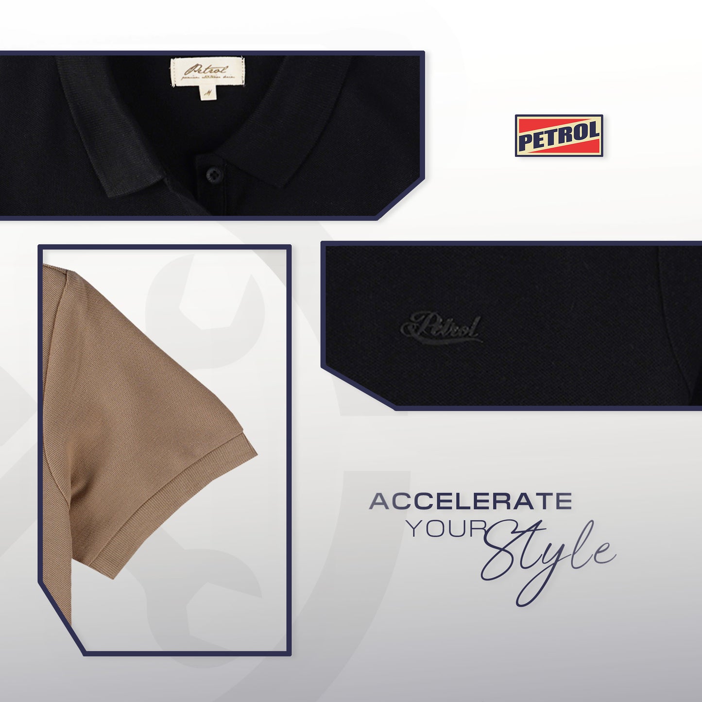 Petrol Ladies Basic Collared Regular Fitting 177899-U (Black)