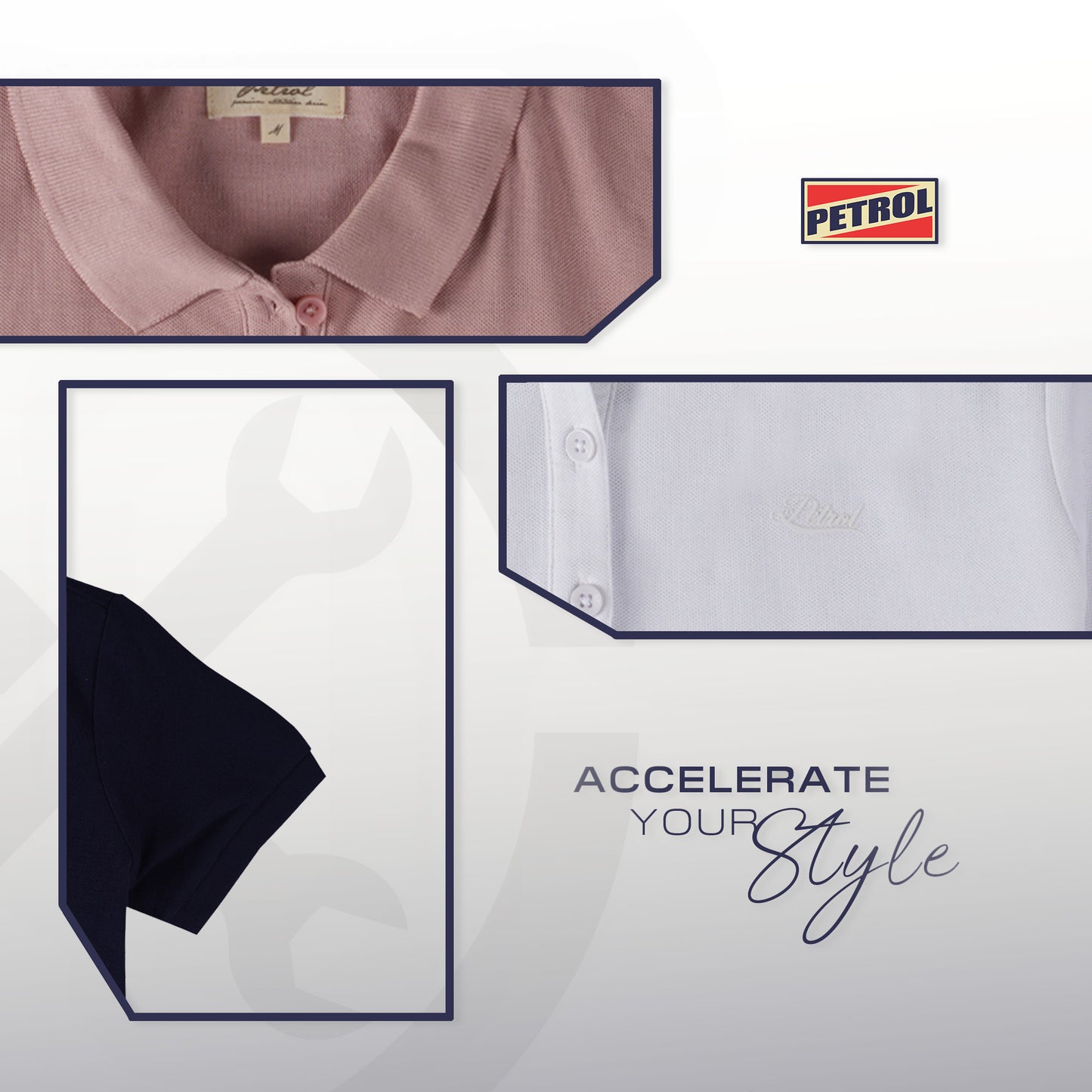 Petrol Ladies Basic Collared Regular Fitting 177870-U (White)