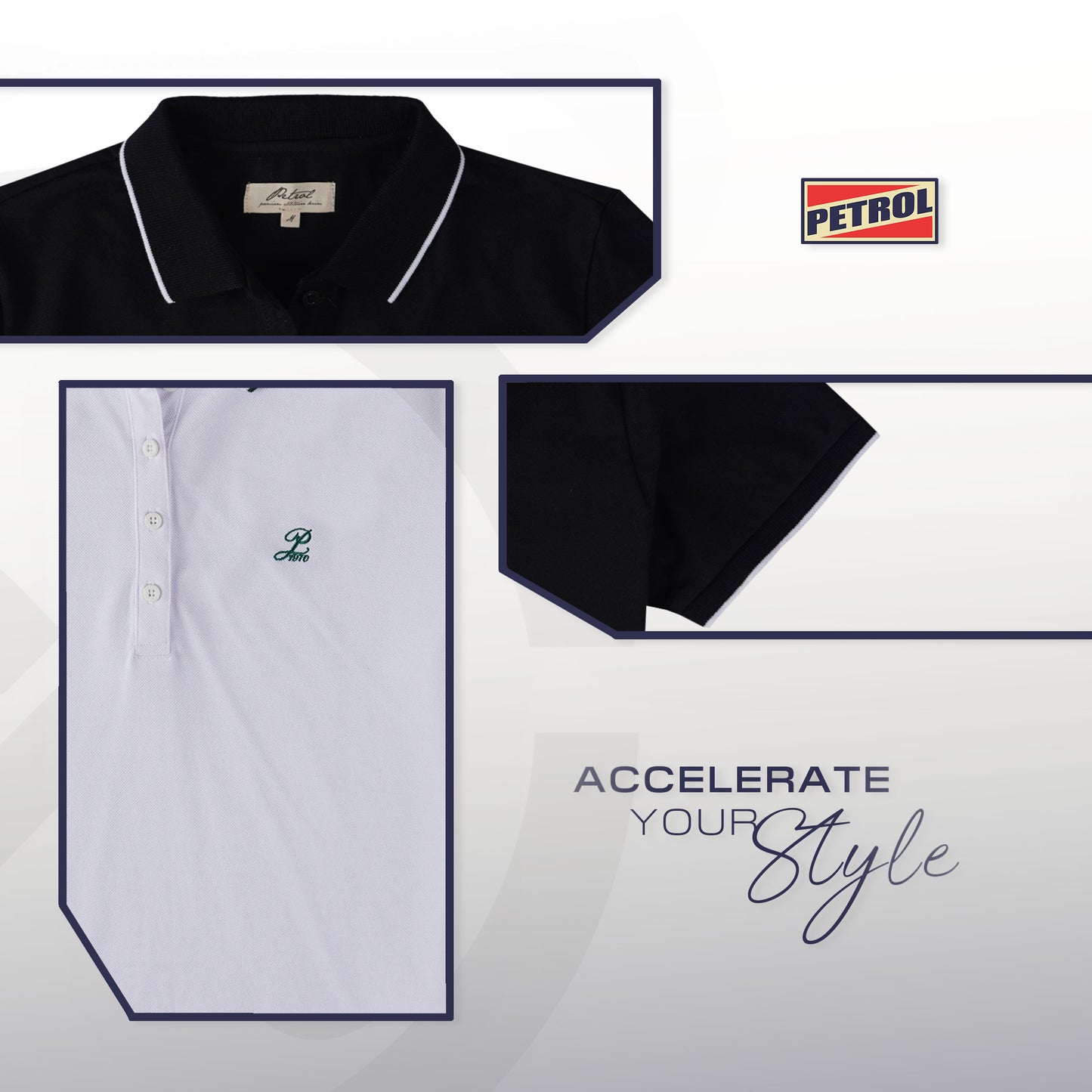 Petrol Ladies Basic Collared Regular Fitting 169331 (Black)