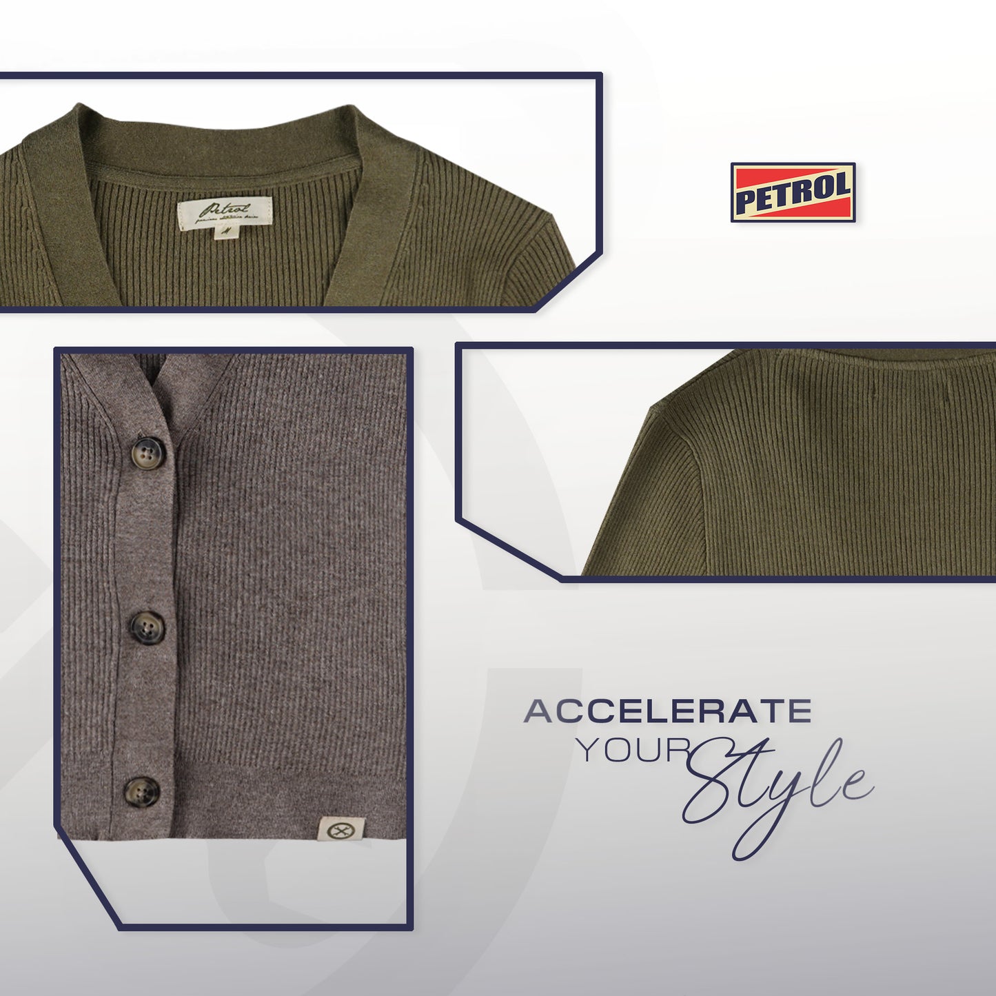 Petrol Ladies Basic Knitted Jacket Crop Fitting 188869 (Brown)