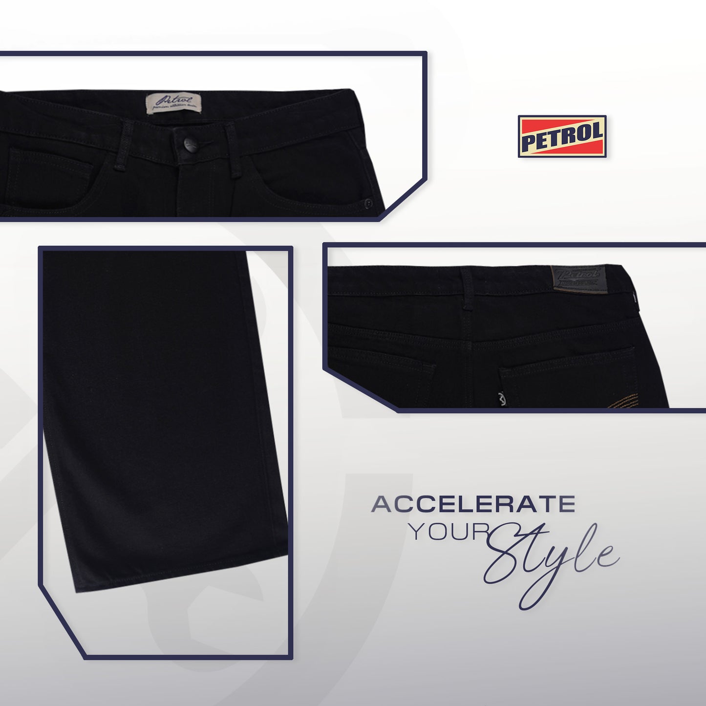 Petrol Ladies Basic Denim Wide-Straight Fitting 190780-U (Black)