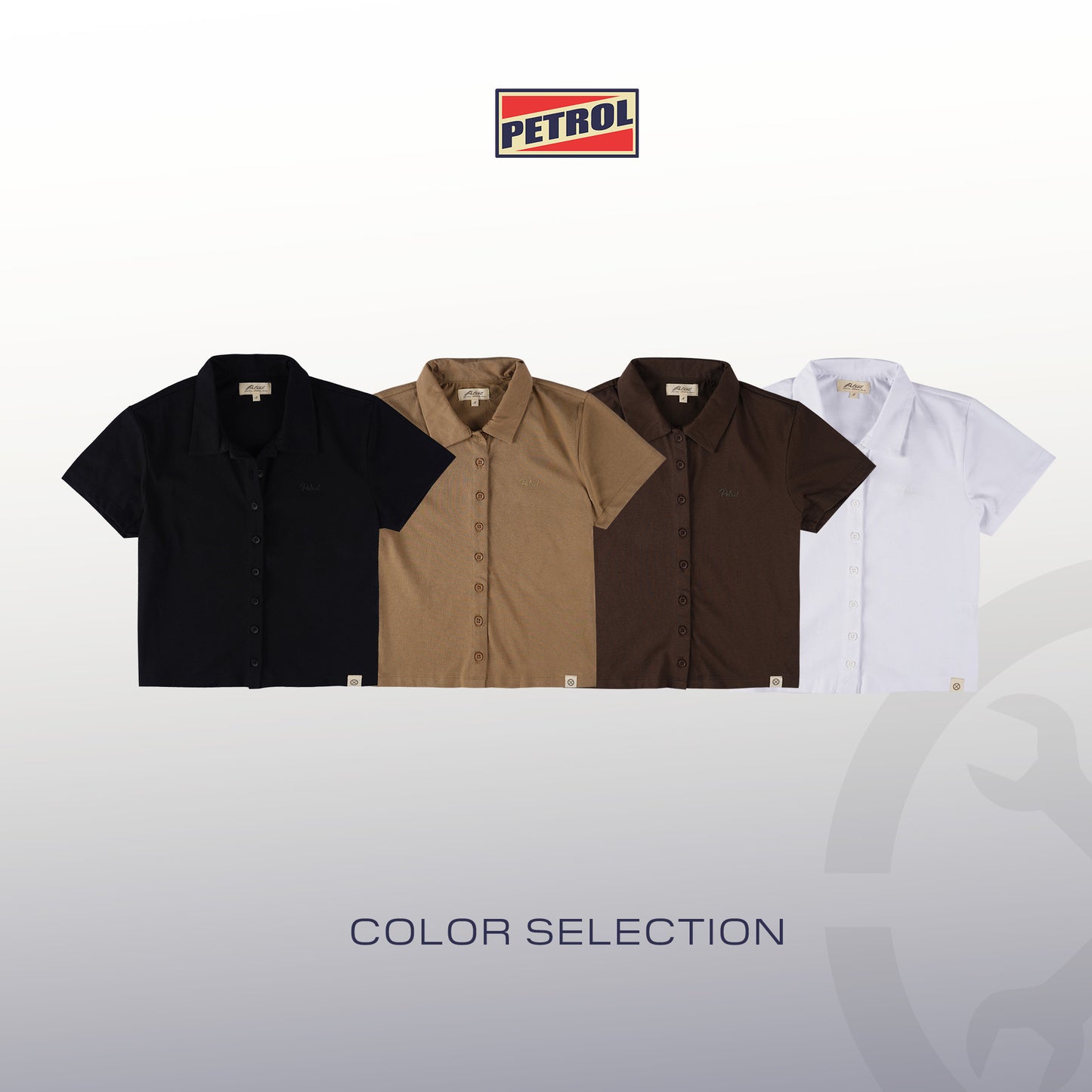 Petrol Ladies Basic Collared Crop Fitting 188848 (Black)