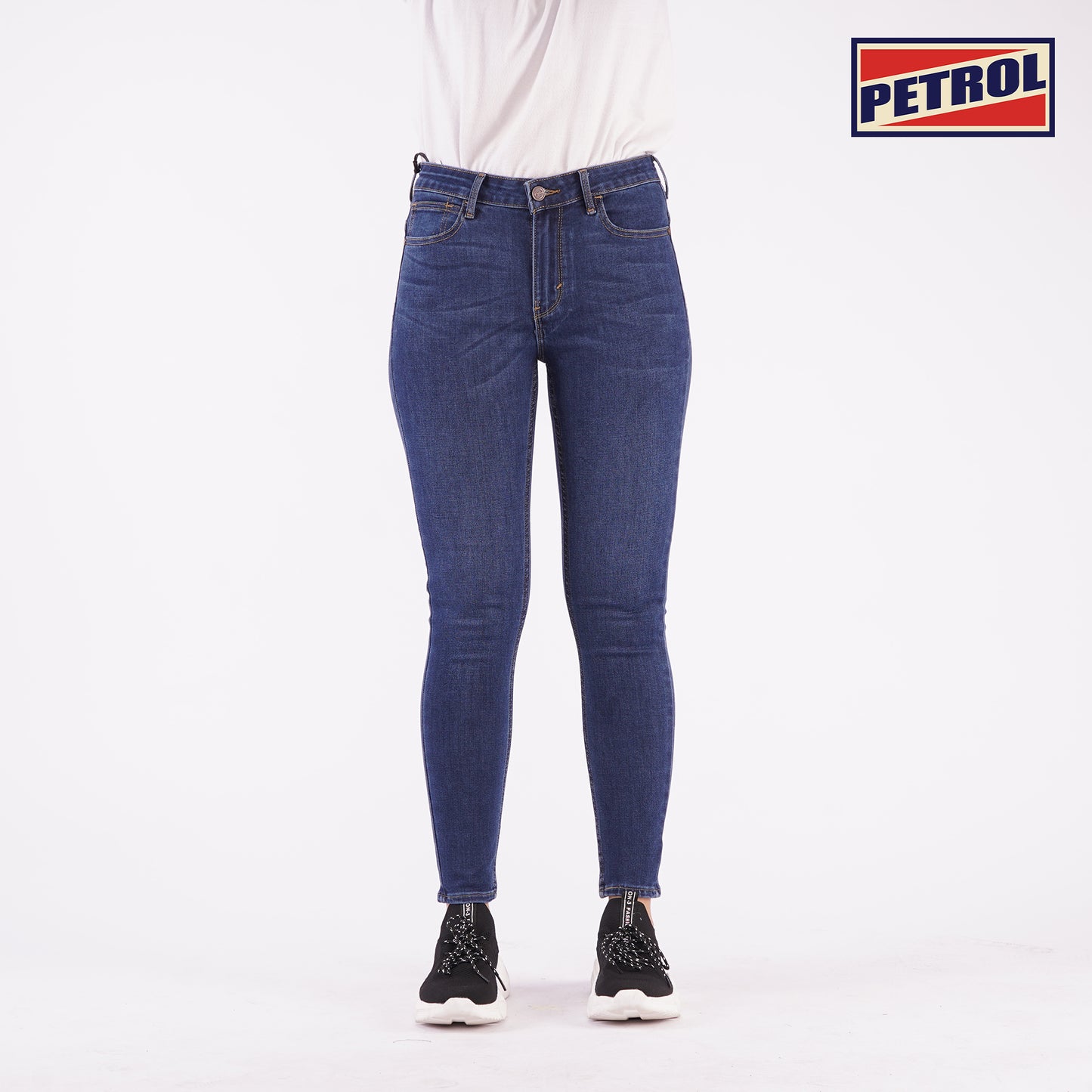 Petrol Ladies Basic Denim Stretchable Hi Waist Pants Super skinny fitting Extreme Wash Trendy fashion Casual Bottoms Medium Shade Denim Pants for Ladies 132672 (Medium Shade)