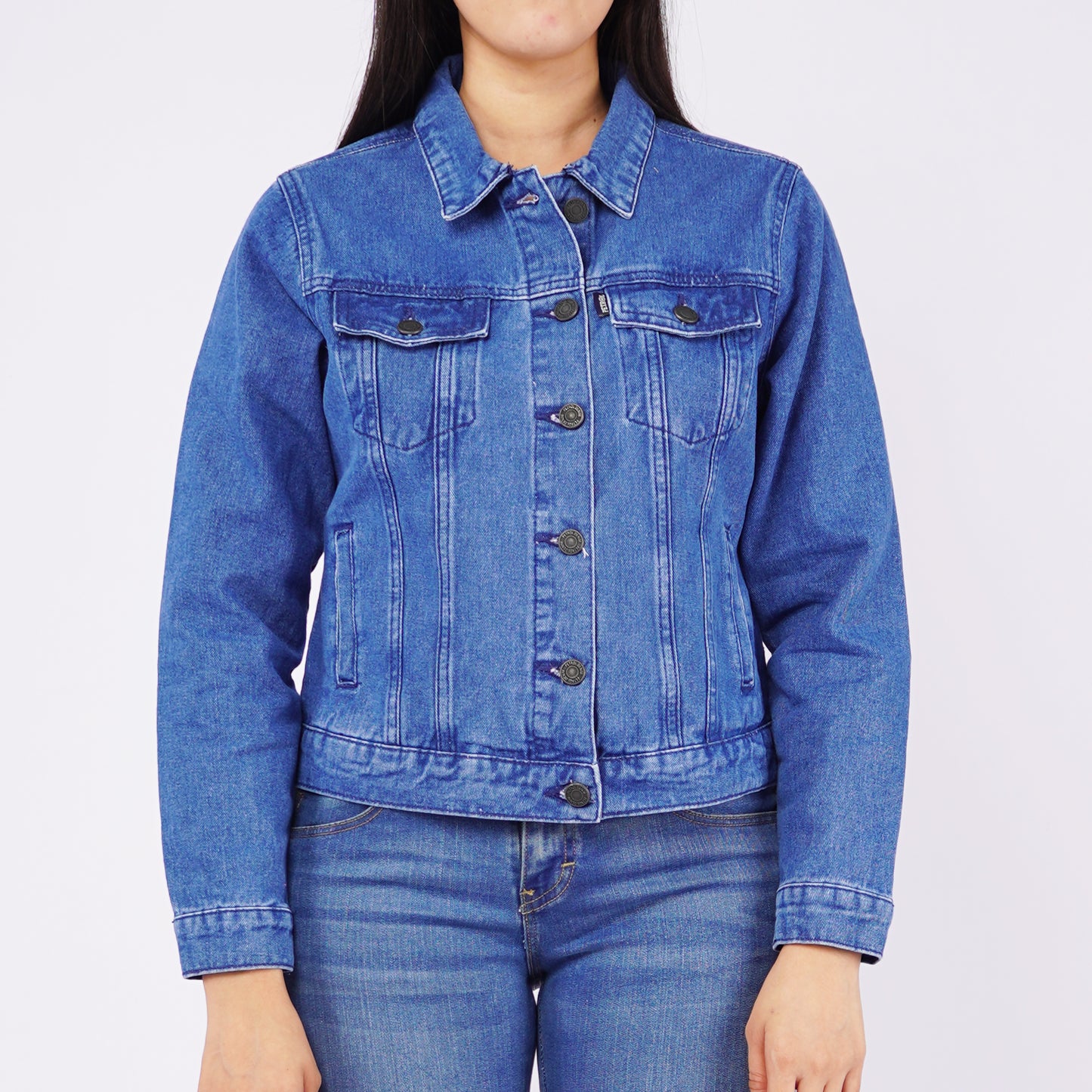 Petrol Basic Denim Jacket for Ladies Slim Fitting 130988 (Medium Wash)