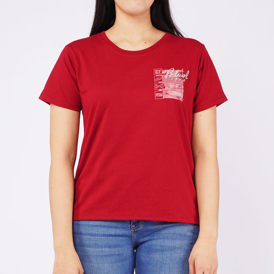 Petrol Basic Tees for Ladies Boxy Fitting Shirt CVC Jersey Fabric 144051-U (Crimson)