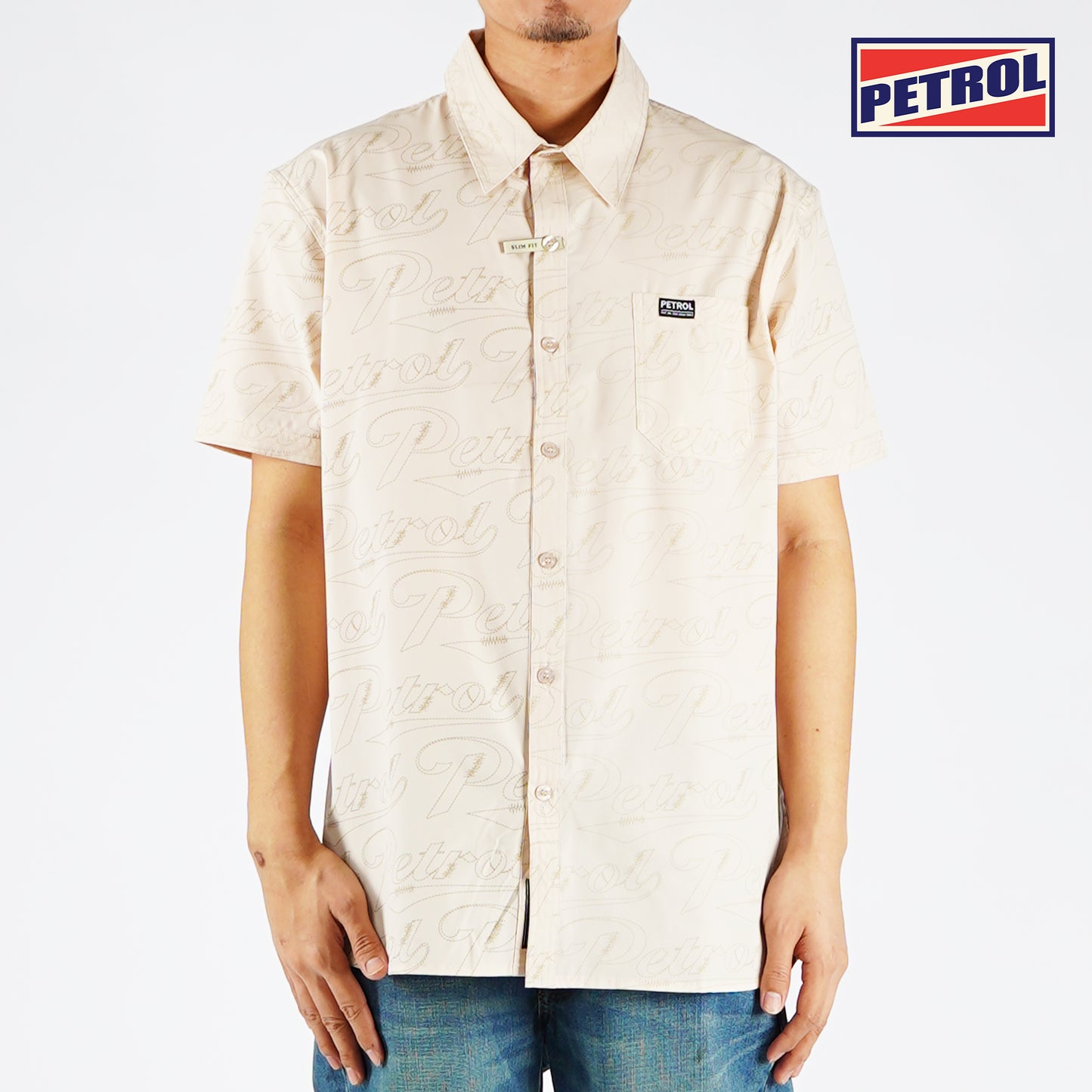 Petrol Basic Woven for Men Slim Fitting Shirt Trendy fashion T-shirt for Men 136239 (Beige)