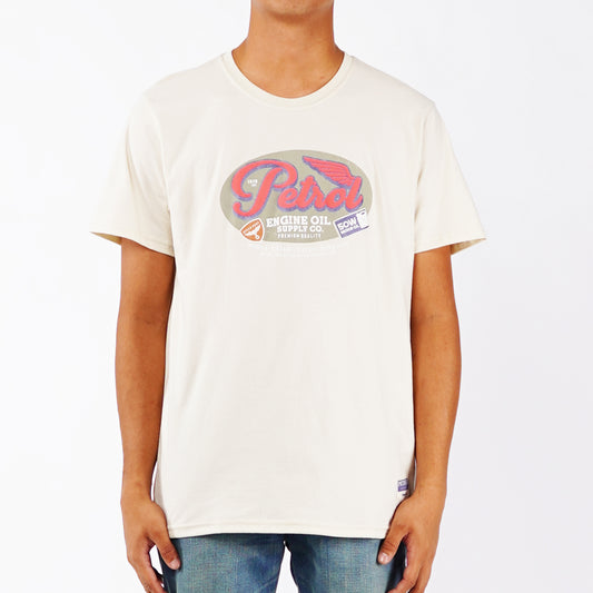 Petrol Basic Tees for Men Slim Fitting Shirt CVC Jersey Fabric Trendy fashion Casual Top Beige T-shirt for Men 145131-U (Beige)