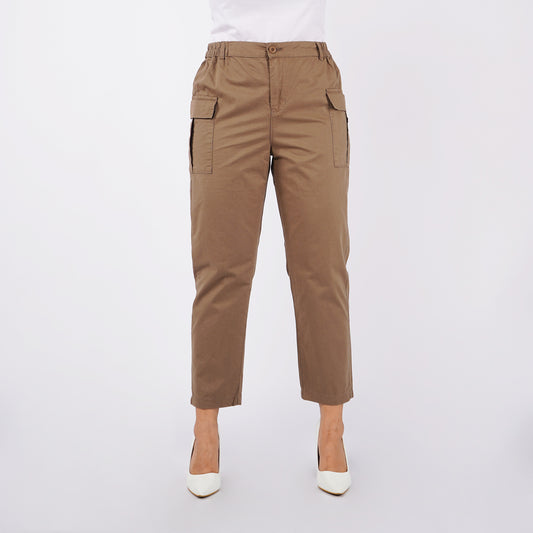 Petrol Ladies Basic Cargo Pants for Ladies Trendy Fashion High Quality Apparel Comfortable Casual Cargo Pants for Ladies Mid Waist 155020-U (Taupe)