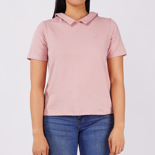 Petrol Basic Collared Shirt for Ladies Boxy Fitting 141777 (Dusty Pink)