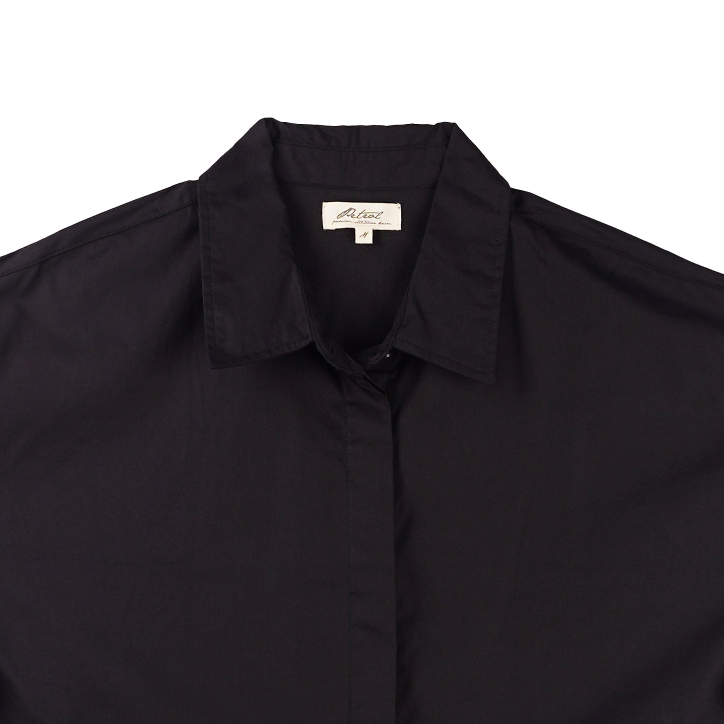 Petrol Basic Woven Ladies Boxy Fitting Shirt  150562 (Black)