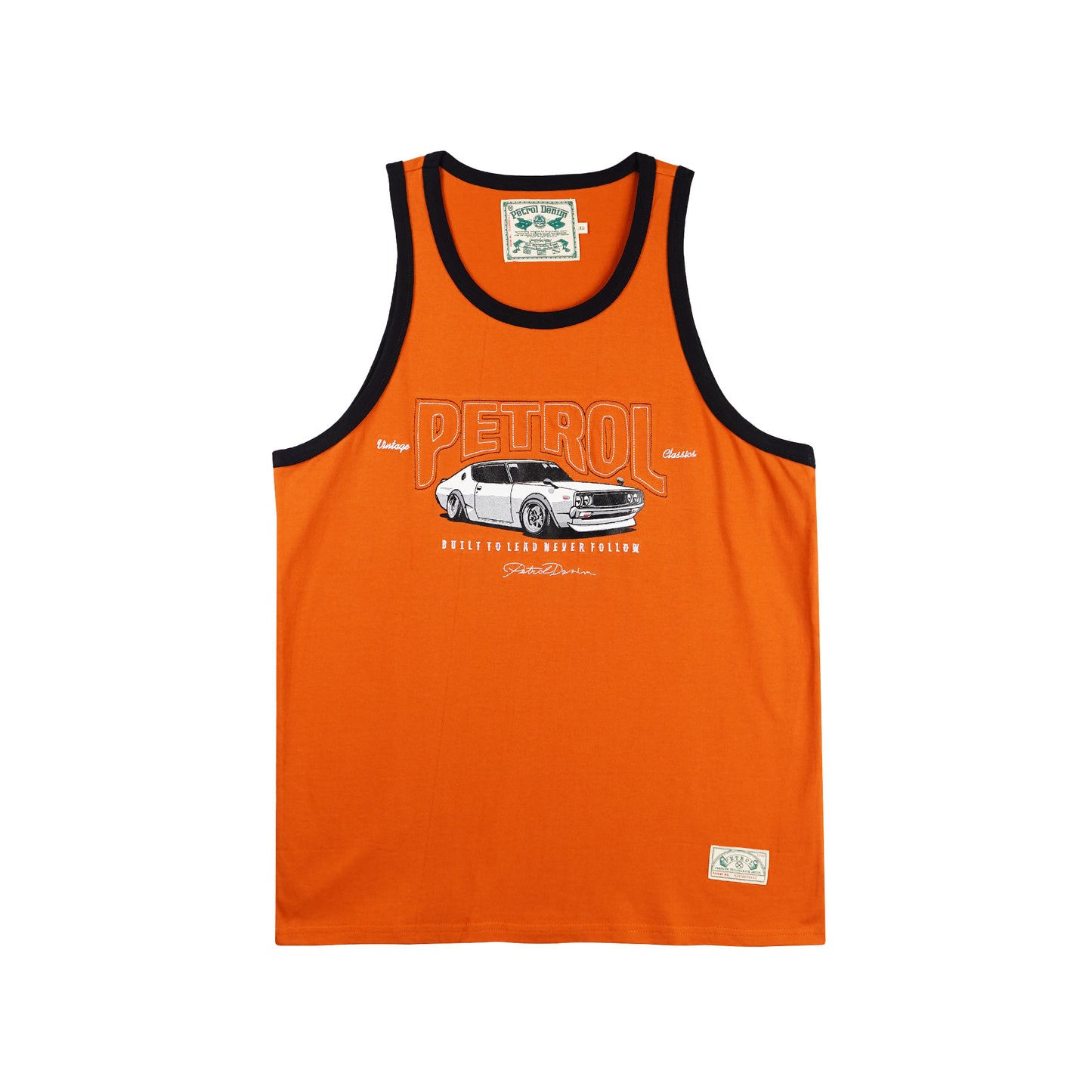 Petrol Men's Basic Tank Top Slim Fitting Cotton Jersey Fabric Tank Top 42148 (Pot Orange)