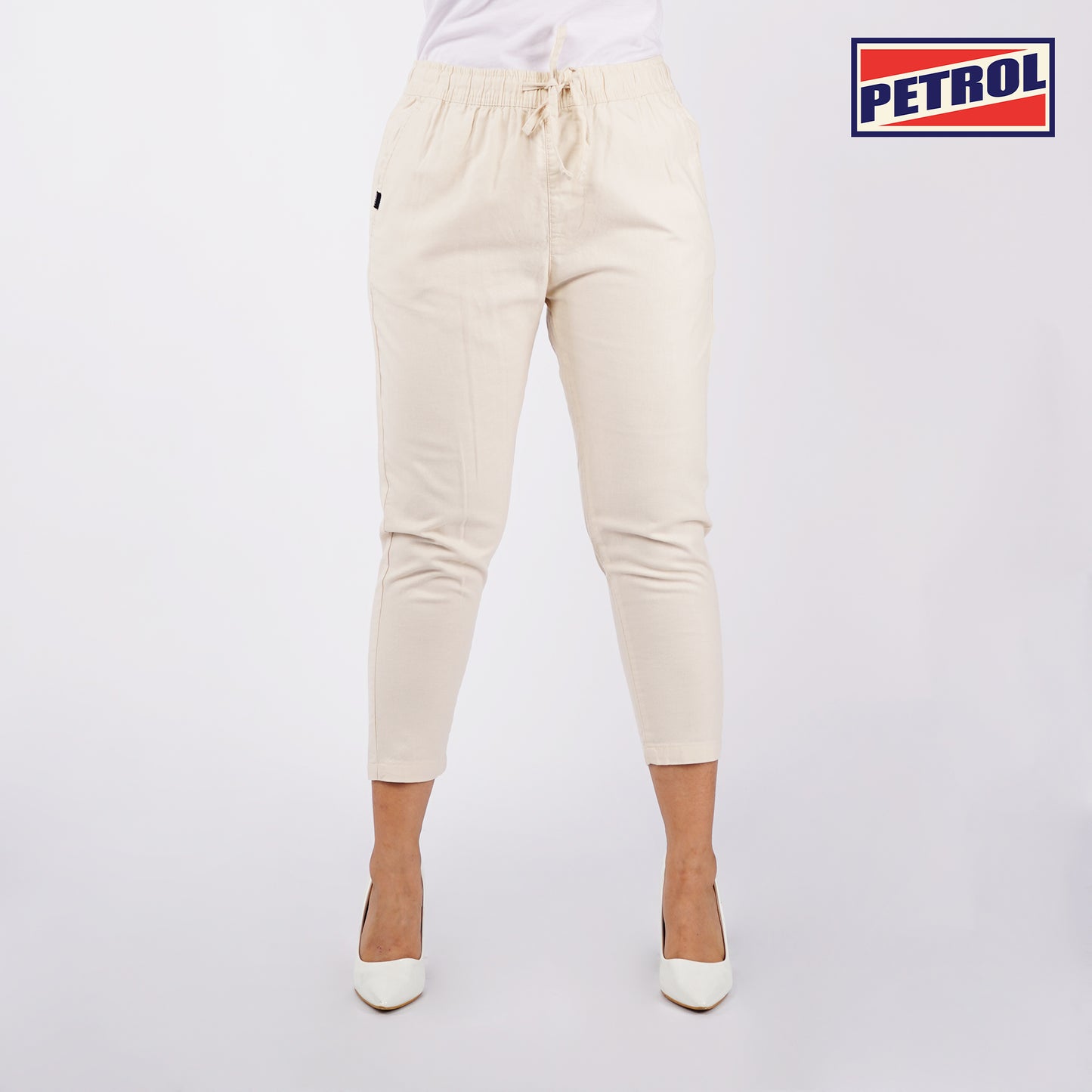 Petrol Ladies Basic Non-Denim Trouser Pants for Ladies Drawstring Regular Fitting 155033-U (Beige)