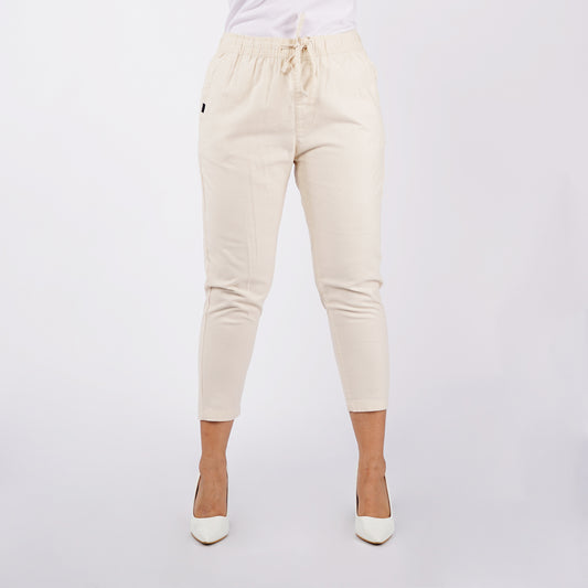 Petrol Ladies Basic Non-Denim Trouser Pants for Ladies Drawstring Regular Fitting 155033-U (Beige)