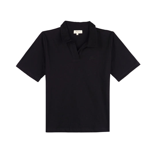 Petrol Basic Collared Shirt for Ladies Boxy Fitting 141766 (Black)