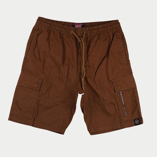 Petrol Basic Non-Denim Cargo Short for Men Regular Fitting Rinse Wash Fabric 157437 (Choco Brown)