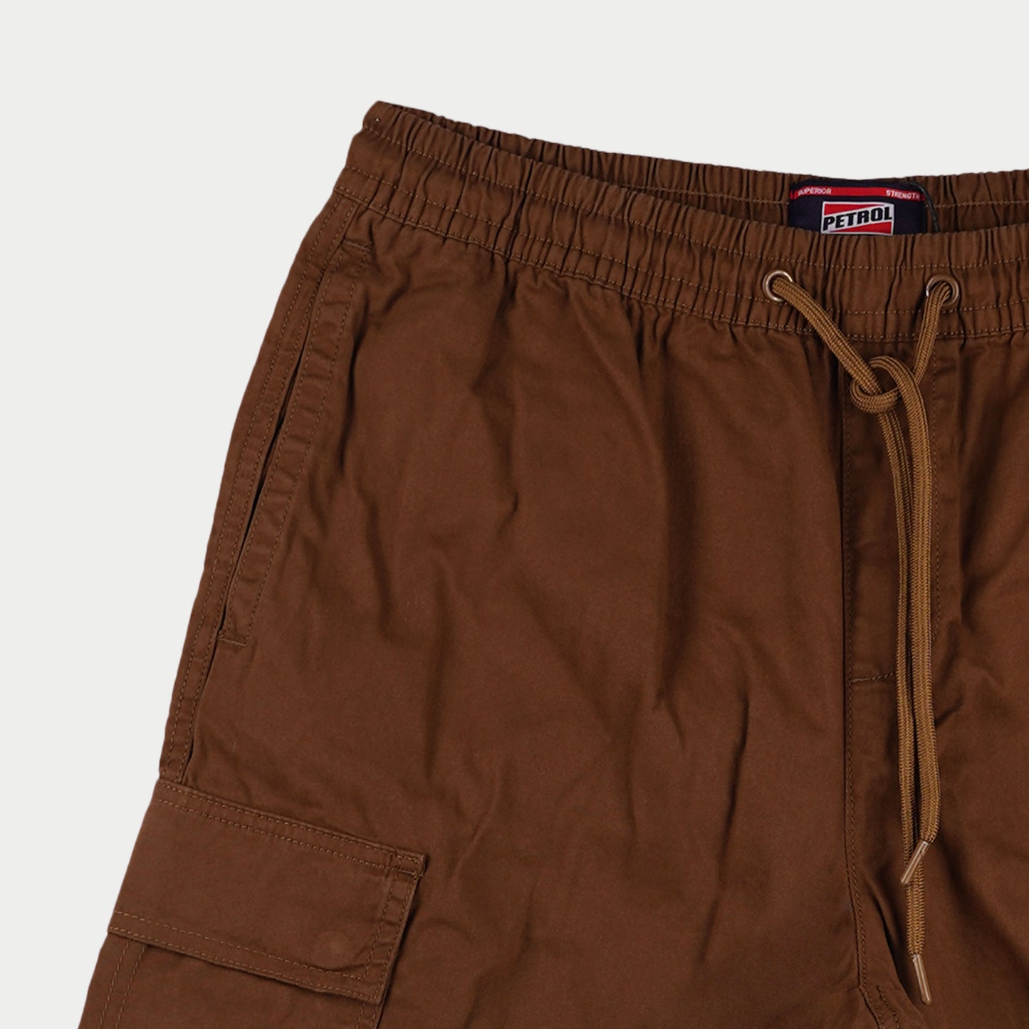 Petrol Basic Non-Denim Cargo Short for Men Regular Fitting Rinse Wash Fabric 157437 (Choco Brown)