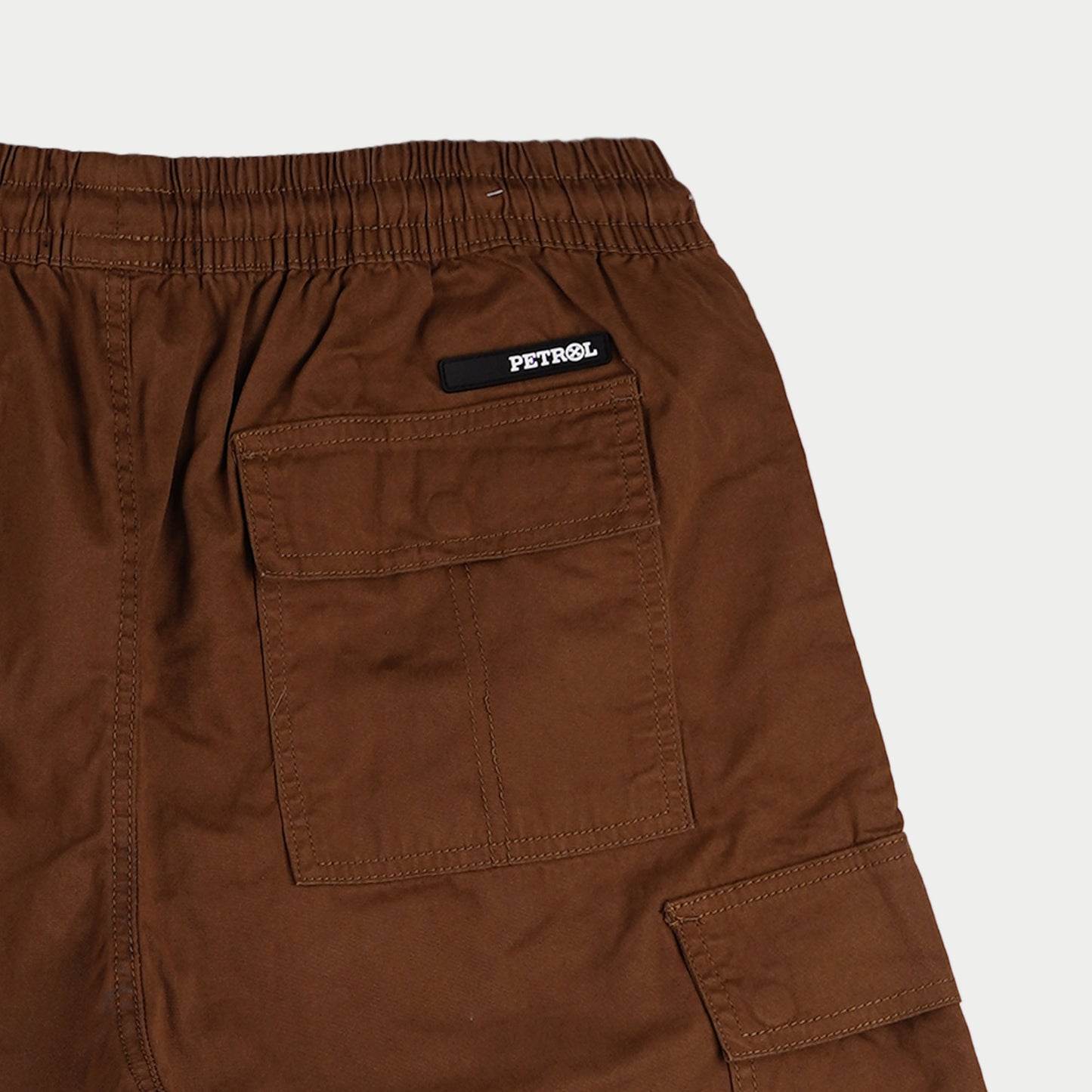 Petrol Basic Non-Denim Cargo Short for Men Regular Fitting Rinse Wash Fabric 157437 (Choco Brown)